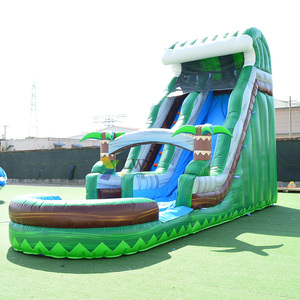 Trượt Nước Hai Làn Thương Mại 20 Ft Với Bể Bơi Lớn Trượt Nước Bơm Hơi Màu Xanh Lá Cây Cho Người Lớn - Product Image 2