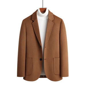 2022 blazer Casual da <span class=keywords><strong>uomo</strong></span> coreano autunno cappotto di lana moda Slim <span class=keywords><strong>giacca</strong></span> da <span class=keywords><strong>uomo</strong></span> cappotto di <span class=keywords><strong>Cashmere</strong></span> nero - Product Image 3