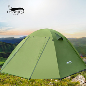 Tente double couche Desert Fox pour 3-4 personnes, bleu ciel vert, imperméable, camping en plein air, quatre saisons - Product Image 2