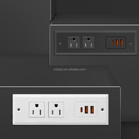 Biqio kotak soket meja Strip ekstensi daya tersembunyi konferensi dengan 2 USB pengisi daya Cepat port outlet furnitur untuk rumah kantor
