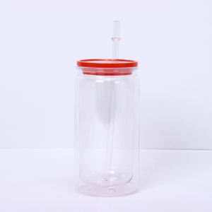 Hot Selling 16oz Double Wall <b>Plastic</b> Mason Jar with Straw Durable Reusable for School Kids Daily Hydration - Product Image 6
