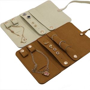 RTS Foldable Microfiber Jewelry Storage Bag Portable Travel Pouch Case for Earrings Ring Necklace <b>Gifts</b> Jewelry Holder for Women - Product Image 1
