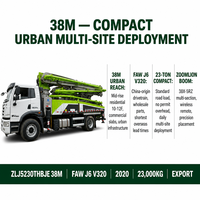 Pompe à béton diesel Zoomlion 38m FAW d'occasion 2020 J6 V320 comme neuve, machine de pompage de béton diesel FAW Zoomlion 38m d'occasion à l'exportation