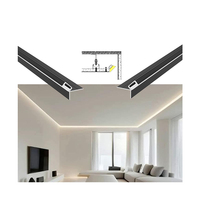 Noir sans bordure 45 °   Profil LED encastré incliné pour plâtre, canal encastré pour cloison sèche pour éclairage de plafond commercial