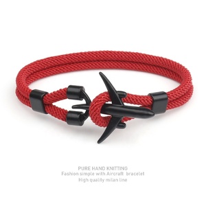 Bracelets d'amitié tressés à la main avec ancre et avion, en corde paracorde, pour hommes et femmes - Product Image 2