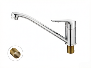 Robinet de cuisine moderne monotrou à levier unique en alliage de zinc chromé avec cartouche céramique, idéal pour hôtels et appartements - Product Image 1