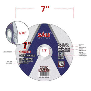 Disco Abrasivo de Óxido de Aluminio Personalizable de 7 Pulgadas, Alta Dureza, Corte Rápido, Velocidad de 80 m/s - Product Image 2