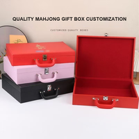 Boîte de rangement vide pour Mahjong, mini et grande, avec couvercle rabattable, boîte cadeau rectangulaire portable pour Mahjong et jetons, organisateur d'accessoires de jeu