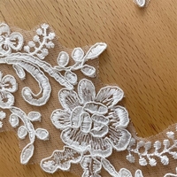 Fleurs en dentelle à bordure, paillettes 3D, accessoires de coiffure DIY, ornements pour robe de mariée, chaussures de mariage, appliques et patchs