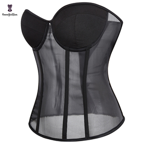 Reggiseno traslucido nero da donna <span class=keywords><strong>Vintage</strong></span> gotico in tessuto sottile Bustier Shaper <span class=keywords><strong>Lingerie</strong></span> Sexy scava fuori la parte superiore del corsetto con coppa imbottita - Product Image 2