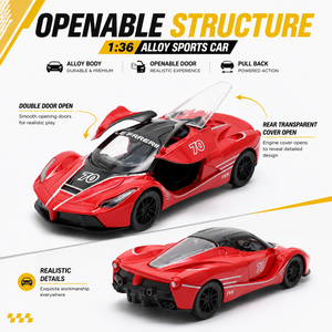 YZMODEL <span class=keywords><strong>Prix</strong></span> d'usine Miniature de supercar à rétrofriction à l'échelle 1:36 avec portes papillon ouvrables en alliage métallique, jouet de voiture de sport - Product Image 2