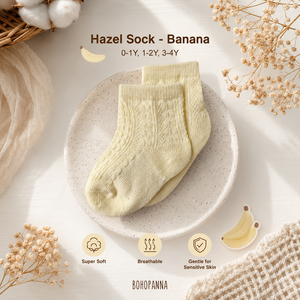 Calcetines cómodos de color banana con material ligero y transpirable y soporte flexible para niños pequeños de 1 a 2 años. - Product Image 2
