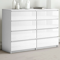 Unité de rangement empilable moderne à 8 compartiments noir et blanc pour le salon, pour le rangement et l'organisation
