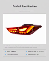 Feux arrière LED modifiés HXFG pour Hyundai Elantra 2012-2017, design écailles de dragon, clignotants séquentiels, feux de jour DRL et feux de freinage