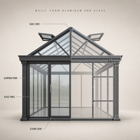 Véranda en verre à toit en pente, serre en aluminium, maison de jardin, solarium, taille personnalisée pour cour arrière, terrasse, patio