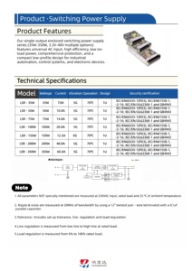LSR-350W-36 工业级导轨式DC-DC开关电源 36V 9.7A 350W 宽直流输入 低电压纹波 高稳定性 - Product Image 6