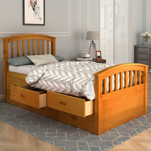 ORISFUR Twin Size Platform Storage <b>Bed</b> Solid Wood With 6 Drawers For Kids Bedroom - Product Image 5