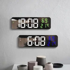 Virtù moderno grande schermo regolabile luminosità tempo di visualizzazione settimana calendario LED digitale sveglia orologio da tavolo per l'home office