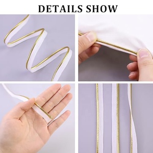ราคาโรงงาน สายร้อยขอบสีทอง เป็นมิตรกับสิ่งแวดล้อม ขนาด 0.4 นิ้ว/1 ซม. สำหรับตกแต่งกระเป๋า รองเท้า เสื้อผ้า เย็บปักถักร้อย ของตกแต่งบ้าน และงานหุ้มเบาะ - Product Image 5