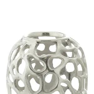Vase à fleurs moderne en fonte d'aluminium, revêtement en poudre argentée, idéal pour la décoration intérieure et extérieure, décoration de table élégante - Product Image 4