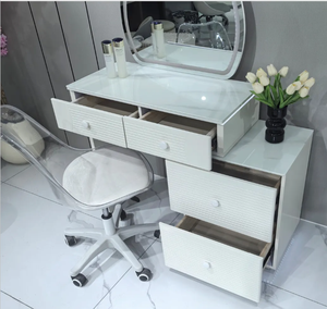 Cream White Modern Minimalist <strong>Dressing</strong> <strong>Table</strong> Rock Slab <strong>Storage</strong> Cabinet Mirror High-End Bedroom Makeup <strong>Table</strong> <strong>for</strong> Hotel Apartment - Product Image 5