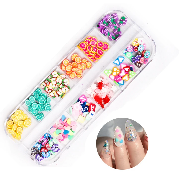 Cellphone decorations nail art slice DIY slimes mud 3D polymer clay slices slime accessories Nail Fruit Decoration