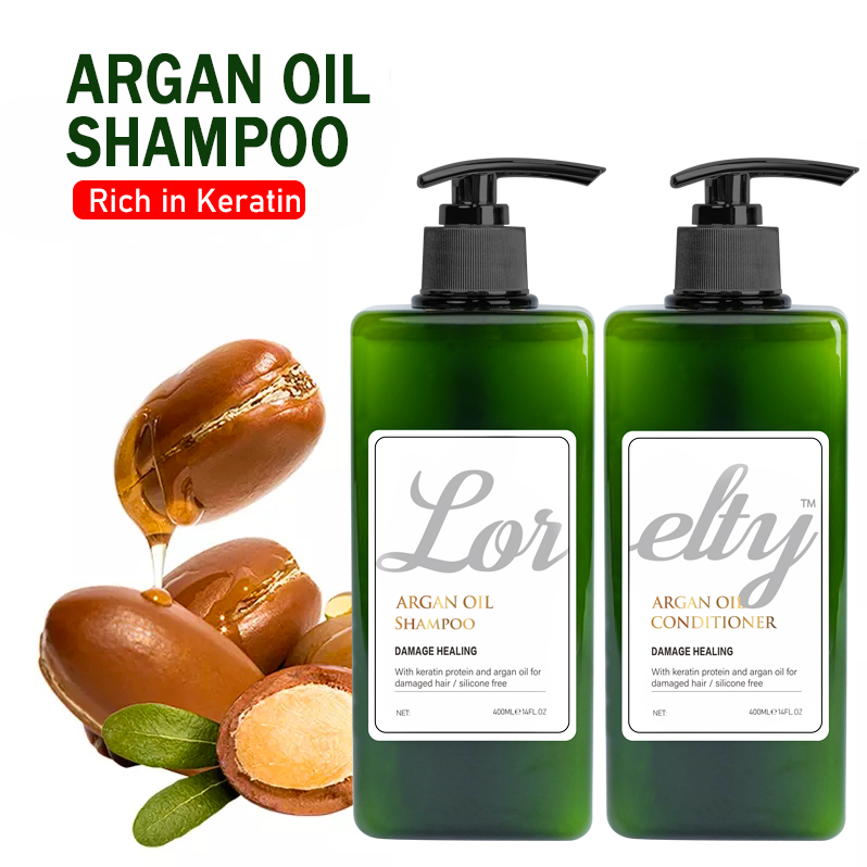 Оптовая продажа, без сульфата, натуральный аргановое масло, питательный увлажняющий Кератиновый шампунь для волос и набор кондиционеров