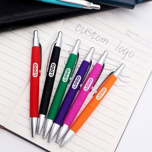 Cheap Novelty 1.0mm <b>Pen</b> Custom Branded Plastic Rubber Coated Click Hotel Promotion Giveaway Gift with Custom Logo - Product Image 3