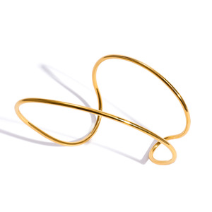 Eesi Phụ Nữ Đồ Trang Sức Độc Đáo Không Thường Xuyên Thiết Kế Thời Trang <span class=keywords><strong>Bangle</strong></span> Không Thấm Nước Thép Không Gỉ 18K PVD Mạ Vàng Hollow Cuff Bangles - Product Image 2