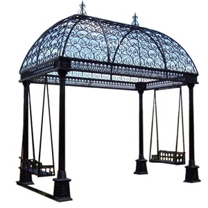 Gazebo <span class=keywords><strong>de</strong></span> hierro fundido clásico, escultura para jardín, antiguo, negro - Product Image 5