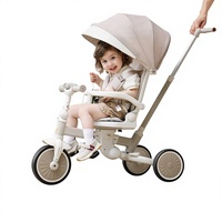 Tricycle pliable multifonctionnel en métal pour enfants de 1 à 6 ans ; poussette pour tout-petits à pousser et à conduire ; vélo à pédales pour bébé
