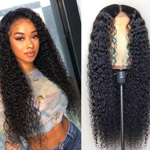 Perruques synthétiques en gros à prix abordable pour femmes noires, styles <span class=keywords><strong>Afro</strong></span>/Water/<span class=keywords><strong>Afro</strong></span> Wave, résistantes à la chaleur, avec ligne de cheveux naturelle, sans colle, cheveux longs - Product Image 4
