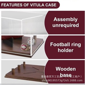 Support de présentation multifonctionnel en acrylique avec base en bois pour le rangement de balles de softball, baseball, basketball, football et golf - Product Image 5