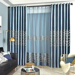 Modern Nordic minimalist hollow transparent curtains embroidered with flannel luxury living room curtains