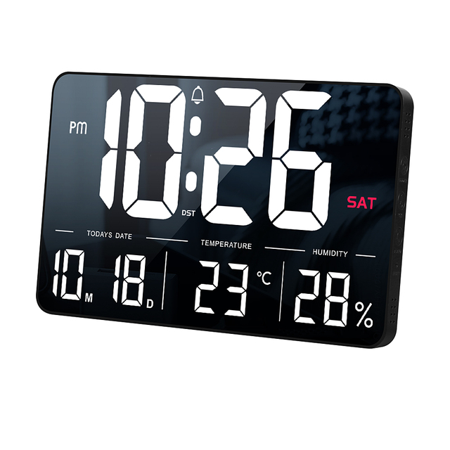 WIFI Smart LED Digital Clock APP Control Auto Time Sync DST 13 Inch with Temperature Humidity Display Desk Clock For Home Office