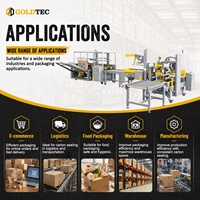 Línea de Empaquetado Automática de Cajas de Cartón Corrugado Goldtec con Control PLC, Máquina Formadora de Cajas con Cinta de 85 mm, Formadora de Cajas Automática