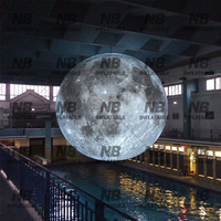 Modèle de lune gonflable géant publicitaire avec éclairage, imperméable, taille personnalisable, installation facile, ballon sur l'eau pour la décoration