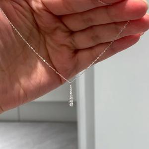 Collar Clásico de Plata de Ley S925 con un Solo Diamante en Forma de Lágrima, Gota de Agua Pequeña, Cadena de Clavícula con Forma de Pera, Diamante Pequeño - Product Image 1