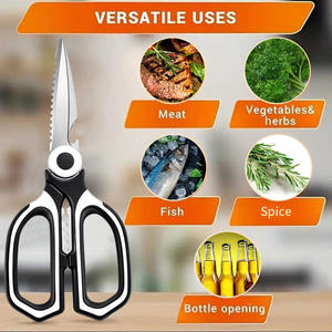 Nouvelles ciseaux de cuisine en acier inoxydable robustes pour couper la viande, le poisson et les os, avec protège-lames - Product Image 4