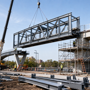 Steel Trestle Bridge &amp; Temporary Construction Access Bridge Heavy-Duty Steel <strong>Structure</strong> for <strong>Dam</strong> Pipeline and Utility Project - Product Image 1