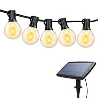 Guirnalda de Luces Solares para Exteriores, Impermeables, con 25 Bombillas LED G40 S14, para Navidad, Bodas, Patio, Jardín, Hotel