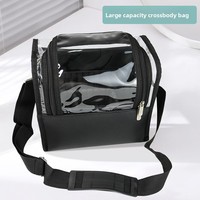 Sac de maquillage transparent en PVC souple de grande capacité, imperméable, écologique, avec compartiments en grille, étui de voyage portable