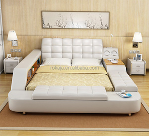 Amerikaanse Stijl Multifunctioneel <span class=keywords><strong>Bed</strong></span> Moderne Muziek Opbergruimte Lederen <span class=keywords><strong>Bed</strong></span> Luxe Led Licht <span class=keywords><strong>Bed</strong></span> Met Computer Heftafel Set - Product Image 3