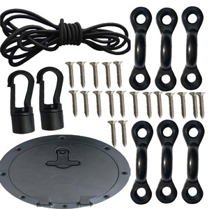 Kit d'accessoires pour kayak avec crochets à corde élastique, clips en C, vis et couvercle de trappe circulaire pour utilisation en plein air sur canoë et kayak - Product Image 1