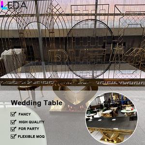 LEDA 2025 alta calidad rectángulo banquete boda único espejo familia Mesa oro Acero inoxidable marco Mesa - Product Image 2