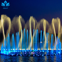 Grande fontaine musicale extérieure à jets super puissants avec spectacle laser nocturne LED à changement de couleur par PLC intelligent, grande fontaine pour lac, bassin ou hall