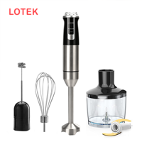 Mixeur Plongeant Électrique Multifonctionnel avec Commande par Bouton Poussoir, Lames en Acier Inoxydable, 21 Vitesses Variables