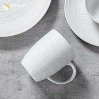 Service de table en céramique blanche mate écologique pour restaurant occidental de luxe, assiettes, bols, tasses et soucoupes en porcelaine de pierre
