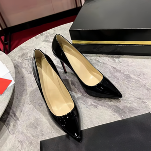 Zapatos de Diseñador de Lujo, Negros, de Cuero Genuino, Elegantes para Mujer, con Suela Roja, Zapatos de Vestir, Tacones Altos con Plataforma para Damas - Product Image 5