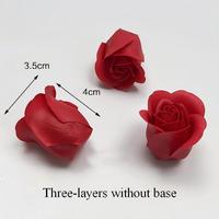 QY Wholesale - Matériaux de cadeaux pour la Saint-Valentin et la fête des mères - Roses artificielles en plastique 3D - Fleurs de roses parfumées - Têtes de roses en savon à trois couches de 3,5 cm